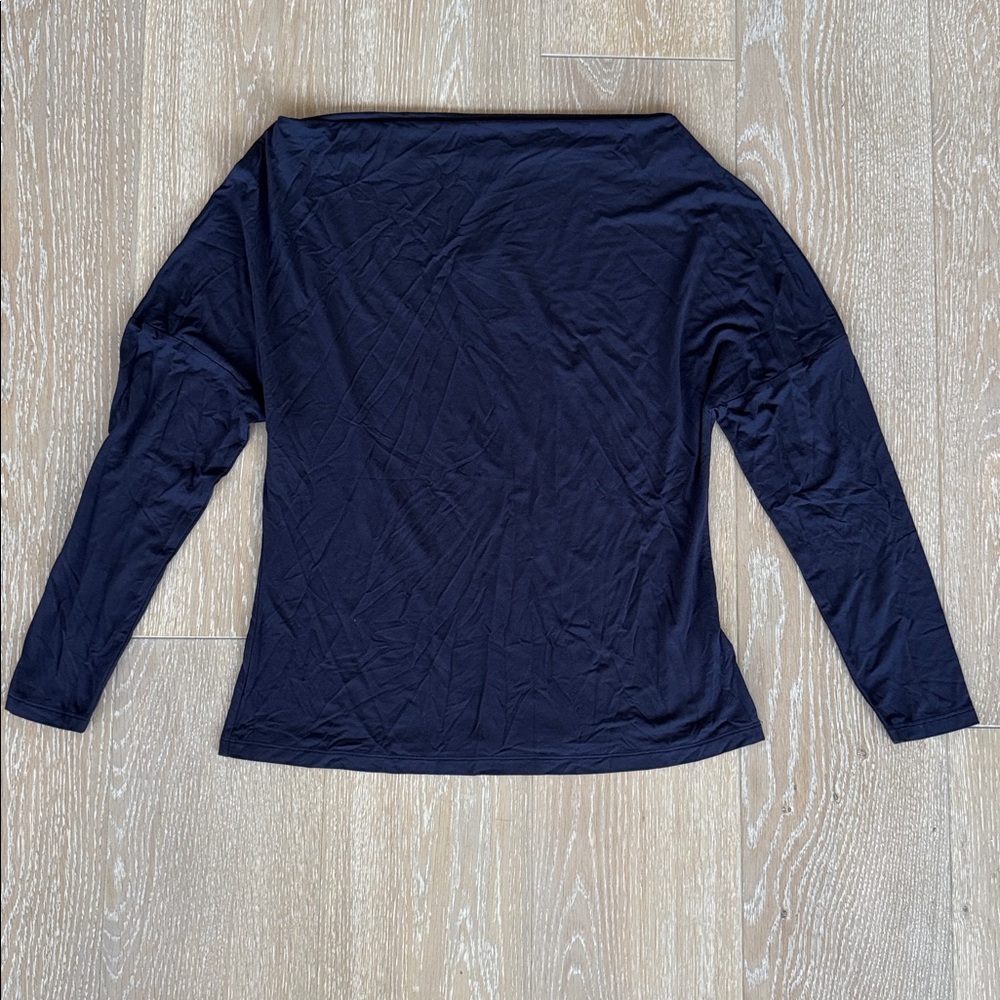 Express Navy Blue Long Sleeve Draped Cowl Neck Long Sleeve Blouse. NWT. Size S.